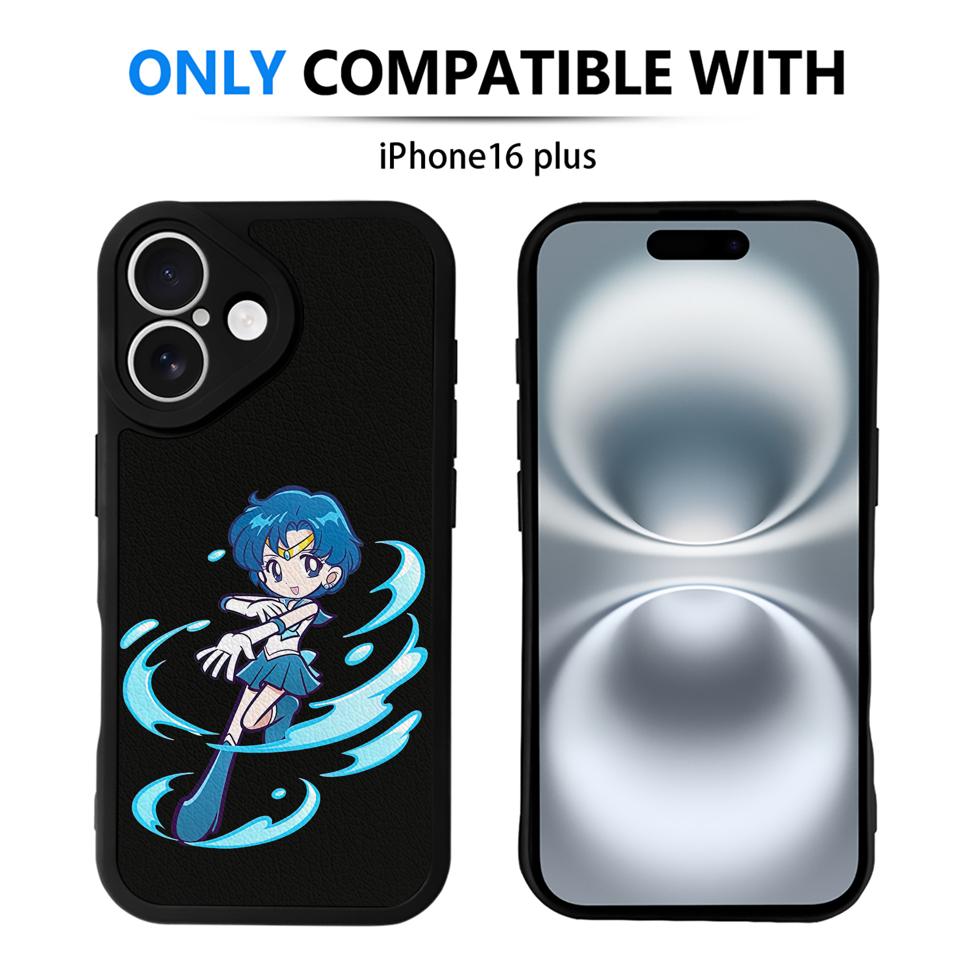 （画像用） 美少女戦士セーラームーン 水野 亜美 みずの あみ Sailor Moon Mizuno Ami 【iPhone 16シリーズ対応】シリコンスマホケース（レザー調） 材質：シリコン
